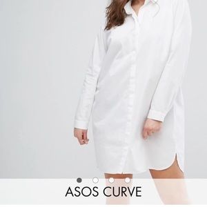 ASOS Curve Cotton Shirt Dress White NWT